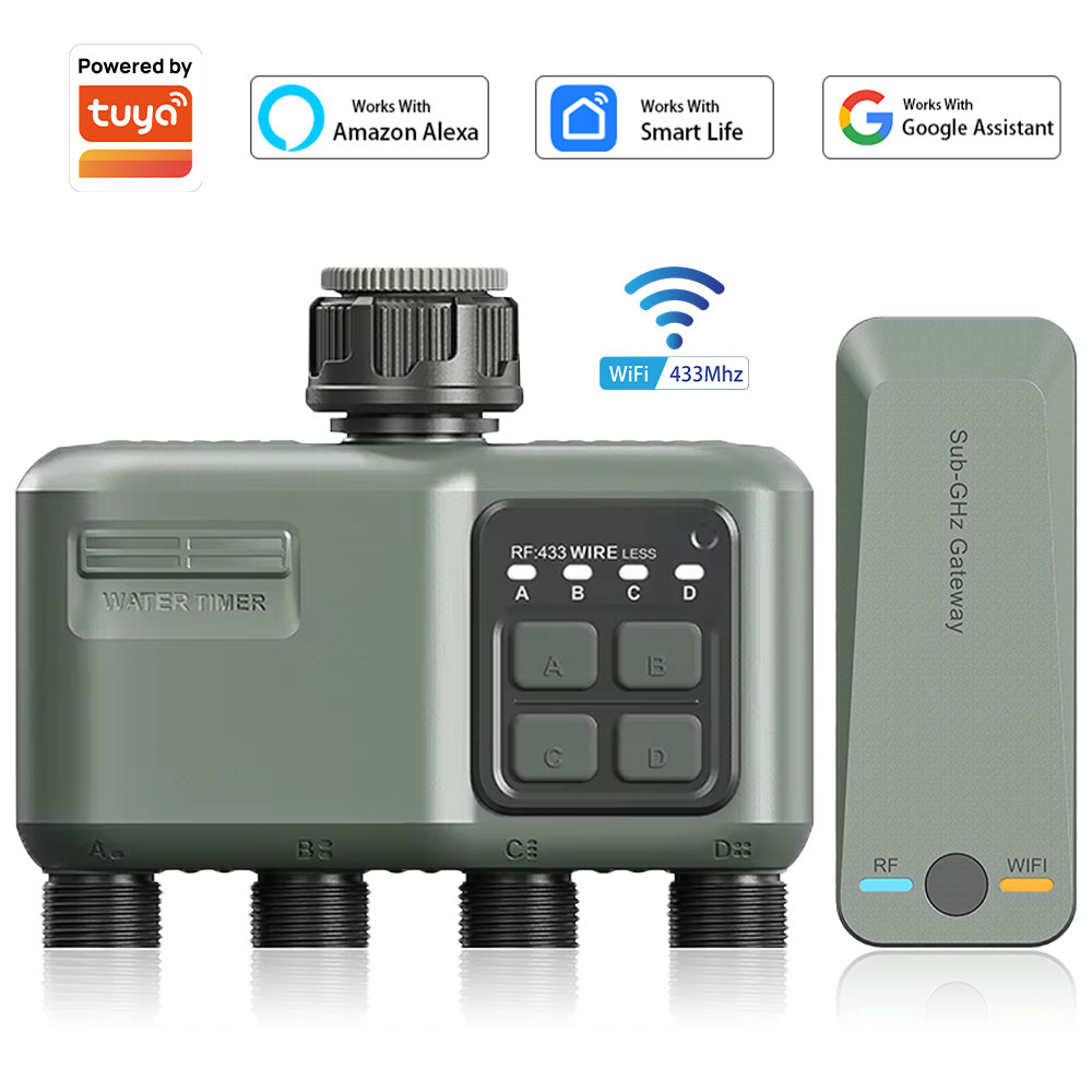 Smart Garden Hose Timer - 4 Outlet Programmable Water Timer for