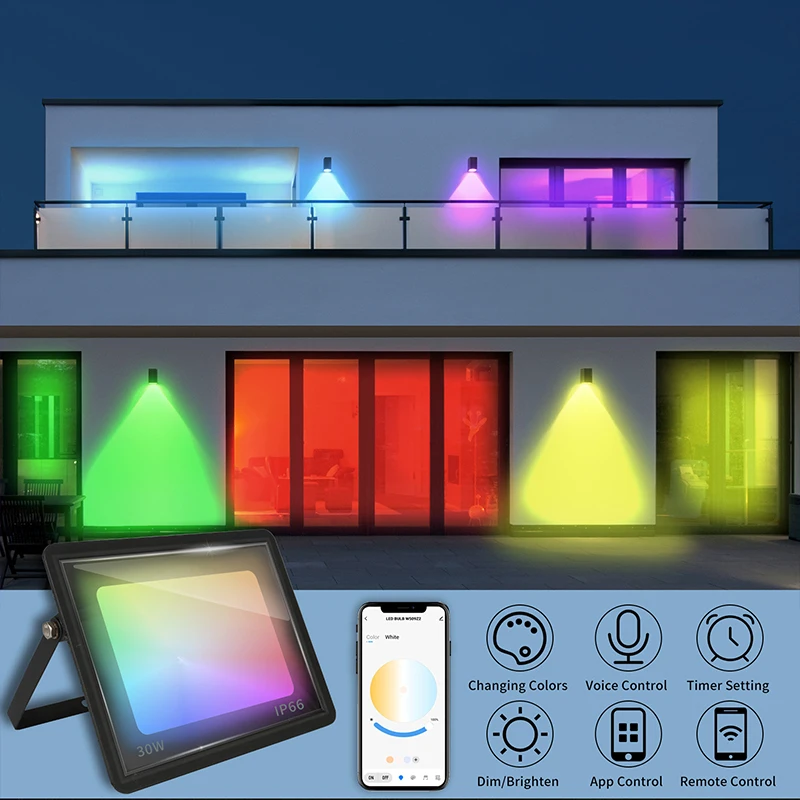 RGB TUYA Floodlight Smart APP  - Smart Garden Drawing review and price